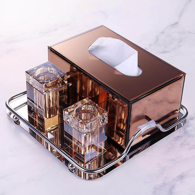 轻奢精致玻璃卫生纸盒摆件客厅茶几家用纸巾盒餐巾纸收纳桌面抽取,淘宝优惠券,粉丝福利购,淘宝优惠卷