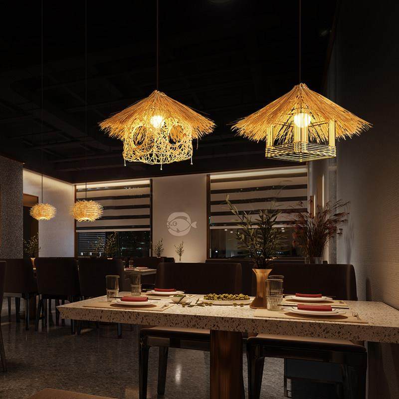 创意个性草帽吊灯藤编编织艺术灯罩彷古民宿灯具饭店饭厅竹编灯笼,淘宝优惠券,粉丝福利购,淘宝优惠卷