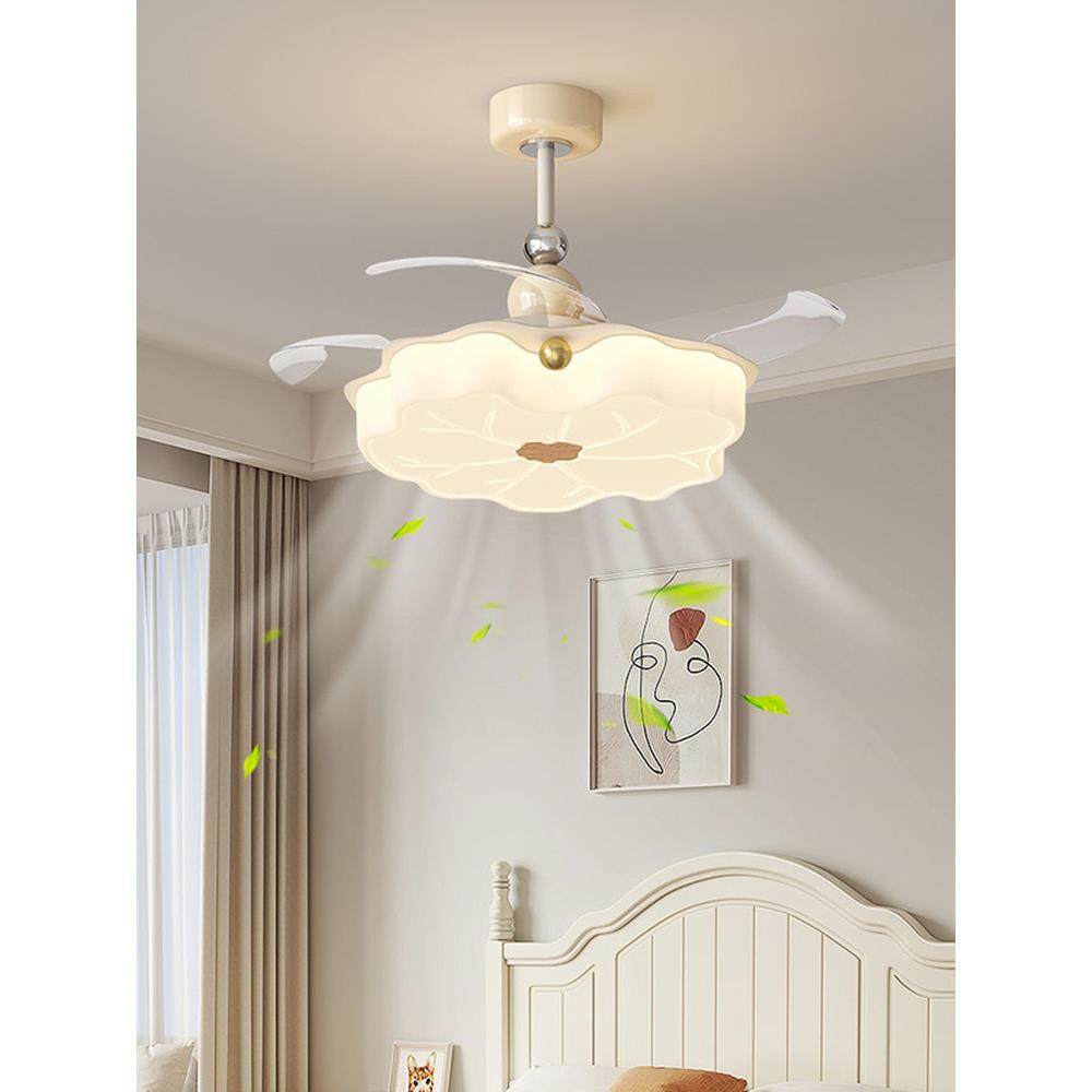 隐形卧室风扇灯全光谱温馨创意荷叶静音大风力护眼书房餐厅吊扇灯,淘宝优惠券,粉丝福利购,淘宝优惠卷