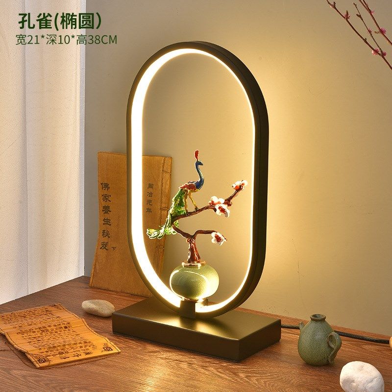 新中式台灯卧室床头灯简约现代复古轻奢客厅书房创意酒店遥控台灯 - 图1