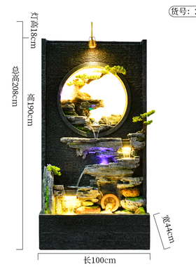 现代高山流水墙鱼池造景观庭x院花园客厅门店装饰水幕假山喷泉摆