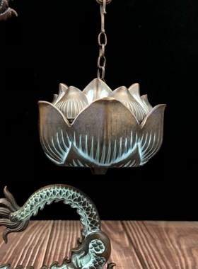 彩蓝莲花龙吊式悬挂香炉s家用室内创意檀香炉熏香盘香炉倒流香摆