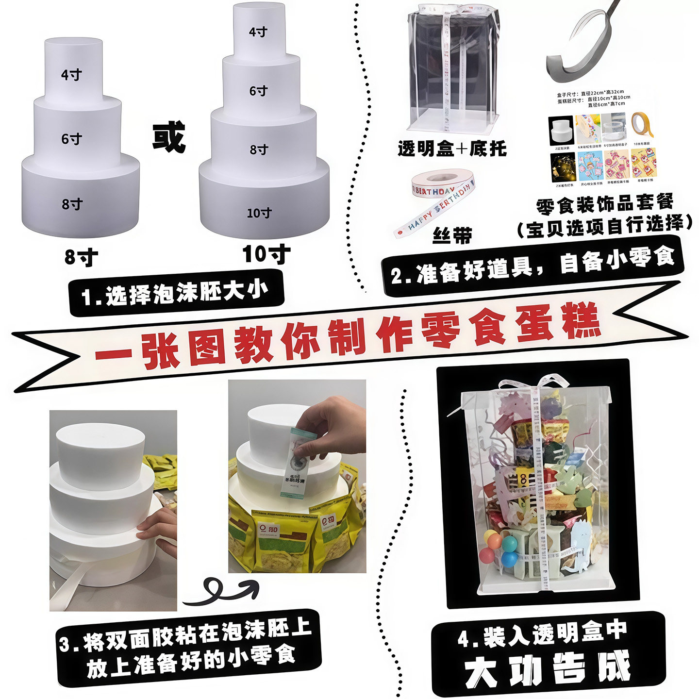 小红书同款零食生日蛋糕DIY材料模型泡沫胚儿童仪式礼物摆件道具,淘宝优惠券,粉丝福利购,淘宝优惠卷