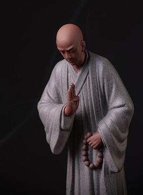 颂物创意小和尚摆件禅意陶瓷人物小沙弥中式客厅玄关茶桌面装饰品