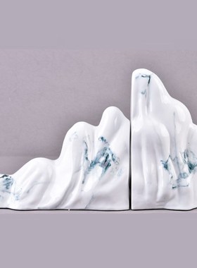 新中式陶瓷假山书档摆件书房书柜书靠办公室客厅玄关酒柜软装摆设