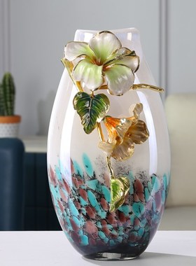 轻奢高级感珐琅彩琉璃花瓶摆件客厅插花酒柜电视柜装饰品礼品