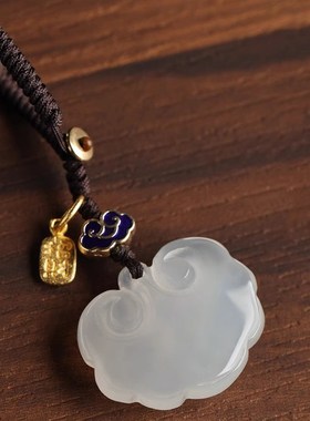 天然玉髓汽车钥匙扣挂件平安如意锁送男女L士创意生日礼物包包挂