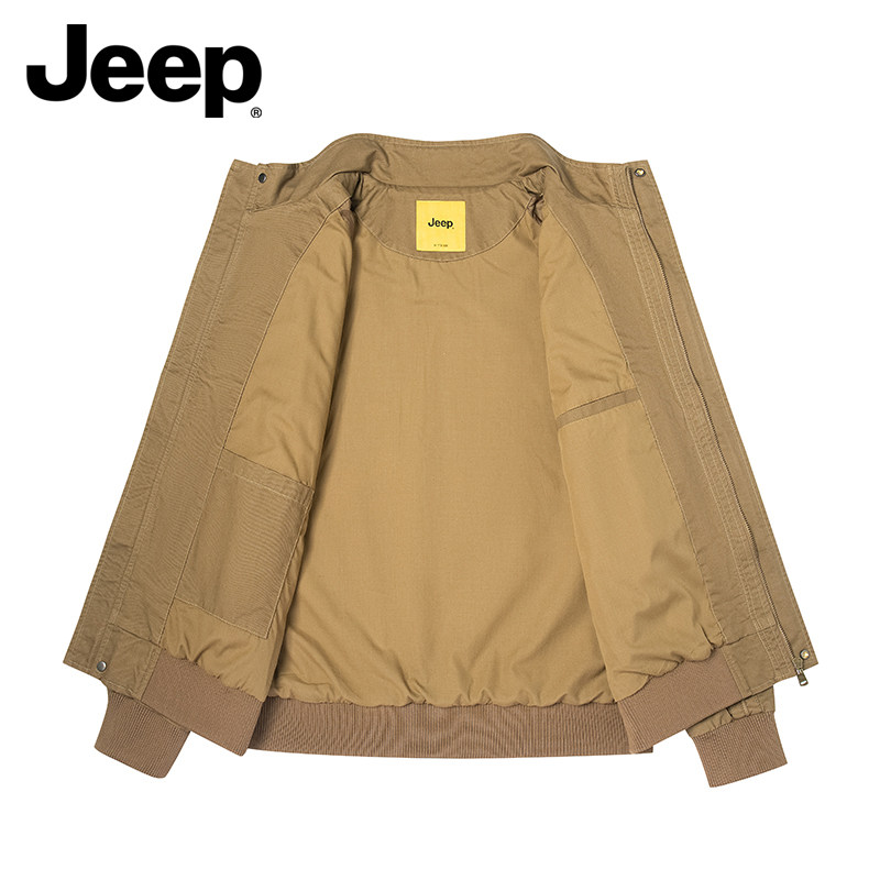 JEEP/吉普夹克男秋冬季加绒加厚上衣宽松休闲纯棉立领工装外套男