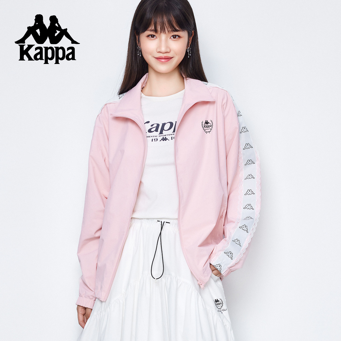 Kappa卡帕 经典串标立领卫衣女开衫秋新款户外运动夹克外套女上衣,淘宝优惠券,粉丝福利购,淘宝优惠卷