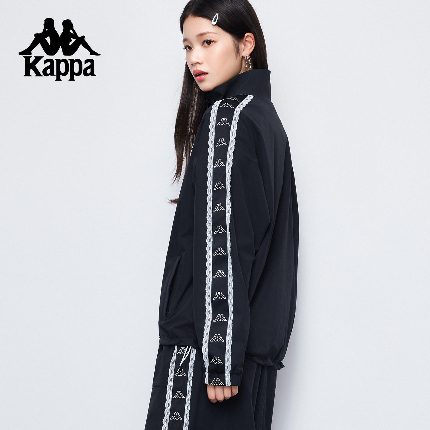 Kappa卡帕 经典串标立领卫衣女开衫秋新款户外运动夹克外套女上衣,淘宝优惠券,粉丝福利购,淘宝优惠卷