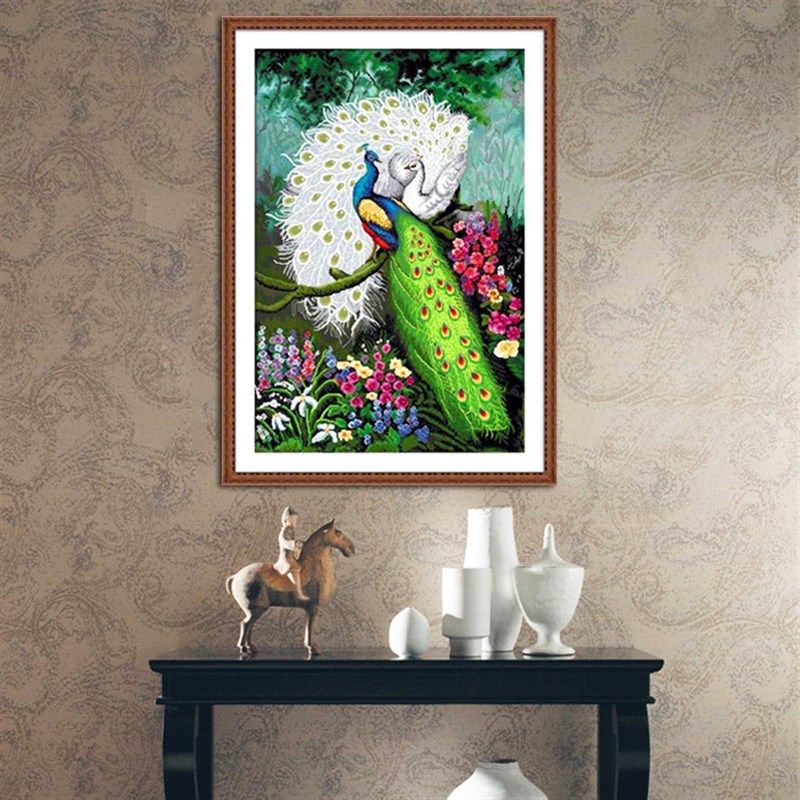 5d钻石画2021新款满钻全贴点钻十字绣自己绣手工绿光森林孔雀客厅,淘宝优惠券,粉丝福利购,淘宝优惠卷