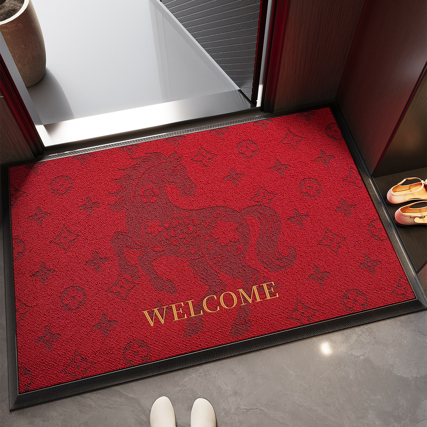 大门口除尘马年红色入户门地垫玄关进门防滑脚垫耐磨耐脏除尘地毯,淘宝优惠券,粉丝福利购,淘宝优惠卷