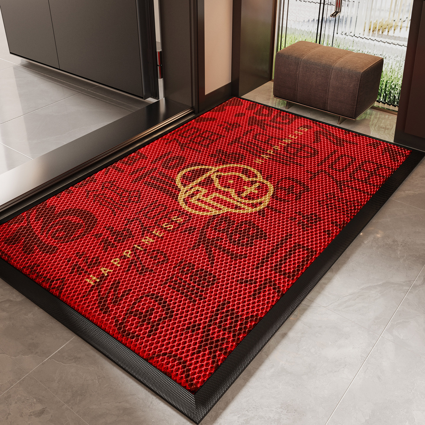 入户门地垫喜庆家用防滑脚垫红色高级感耐脏除尘免洗地毯玄关门垫,淘宝优惠券,粉丝福利购,淘宝优惠卷