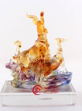三阳开泰琉璃羊摆件三羊开泰创意家居商务装饰品送客户朋友的礼物