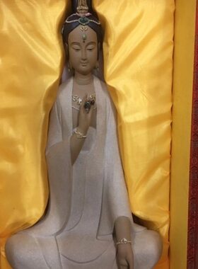 礼菩萨禅游陶瓷静坐精品门人物客厅中式摆件家居石湾公仔观音工艺
