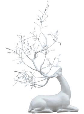 不锈钢镂空梅花鹿雕塑酒店大堂艺术售楼部装饰品园林景观麋鹿摆件