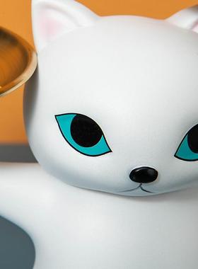创意沙雕妖娆猫玄关钥匙桌面收纳托盘摆件家居装饰品可爱猫咪礼物