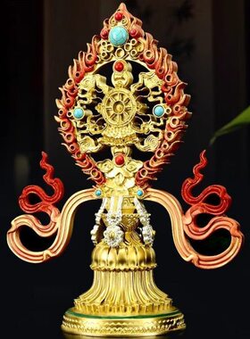 绘八吉祥镶嵌佛彩室内家用彩八前纯铜供桌宝摆件珠吉祥八面摆件