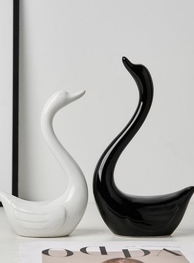 现代简约情侣天j鹅摆件客厅酒柜电视柜玄关装饰品桌面小摆设工艺