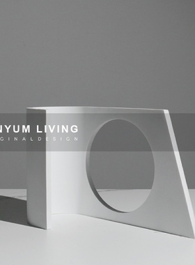 简约现代轻奢几何创意艺术售楼处样板房间软装饰品家X居玄关柜摆