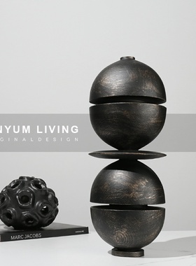 简约现代轻奢家居客厅p电视柜仿铜色几何创意样板房间软装饰品摆