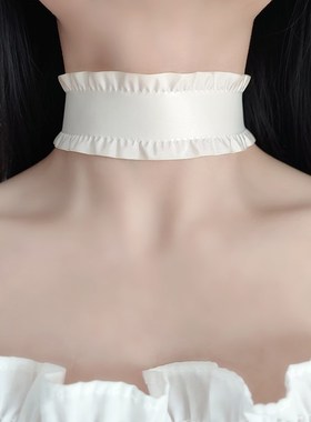 气质颈链宽边遮颈纹脖子装饰挡脖子疤痕颈M部饰品荷叶边脖链脖圈