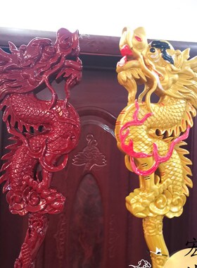 精雕九龙仗法会用品 銮驾 手持龙头幡架 盘龙拐九龙棍 九龙杖