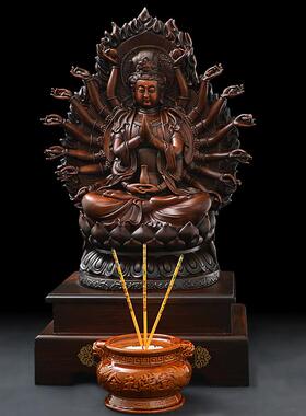 千手观世音菩萨摆件招财家用供奉观音佛像玄关客厅大堂装饰工艺品