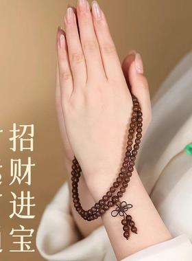 五台山天然金丝檀木手串老料金丝楠木108颗念珠男款文玩佛珠手链