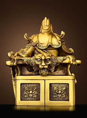 铜质关羽关二爷坐禅如读书关公春秋关公饰品客厅铜质关公开馆礼大