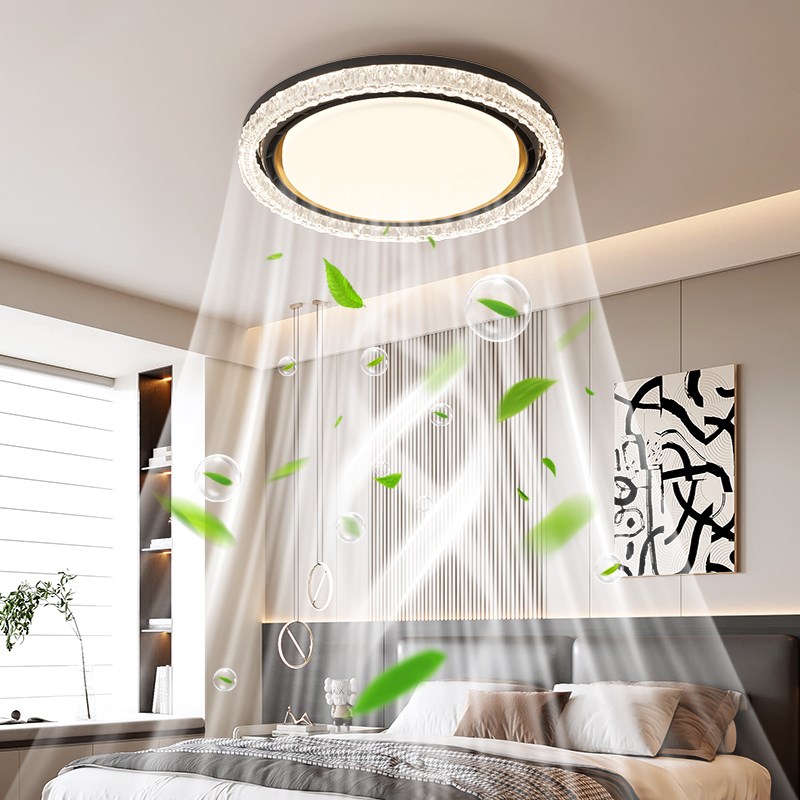 意式极简无叶风扇灯卧室灯轻奢中山灯具全光谱护眼餐厅隐形电扇灯 - 图0