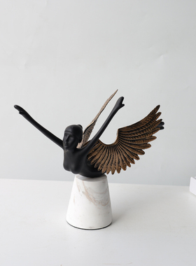 创意轻奢天使人物雕塑摆件舞蹈者设计师样板间客厅玄关大堂艺术品