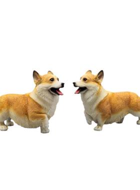 跨境可爱柯基桌面小摆件办公室写实牧羊犬动物摆件送礼装饰品