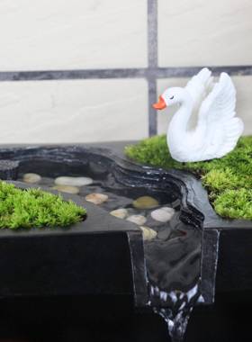 鱼缸流水摆件循环水石槽托盘古法缸造景全套生态水流罐过滤器水槽