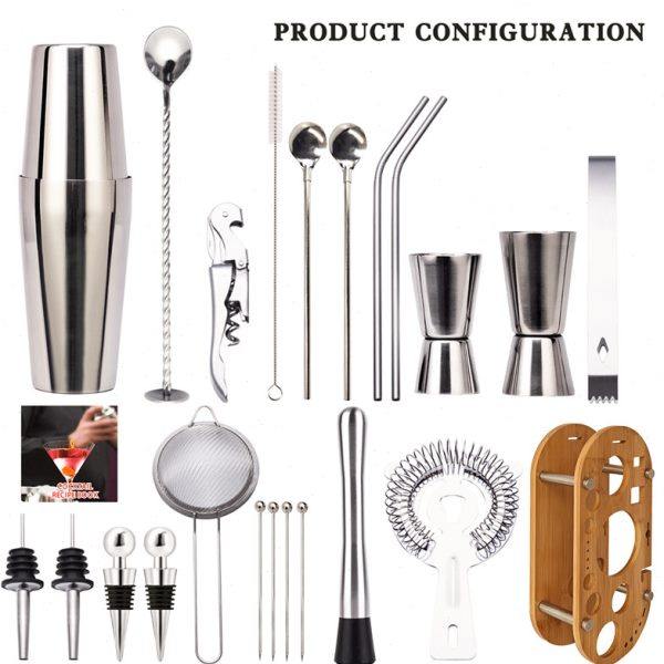 新手入门级不锈钢调酒器23件套波士顿鸡尾酒调制工具包三段摇酒壶,淘宝优惠券,粉丝福利购,淘宝优惠卷