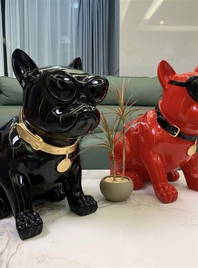 创意落地大摆件法斗狗大号存钱罐家居客厅装饰品乔迁男生礼物