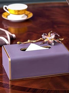 珐琅彩抽纸盒轻奢纸巾盒家居装饰摆件茶几餐桌用品送朋友新房礼物