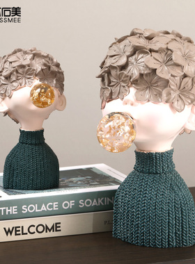 北欧轻奢艺术感摆件简约现代客厅书架酒J柜家居创意工艺雕塑装饰