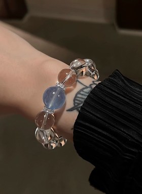 白水晶手链女生2024年新款轻奢小众精致海蓝宝手串闺蜜手饰夏情侣