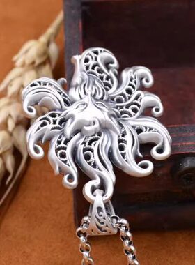 复古项坠银饰原创设计银毛衣时尚个性吊坠民族风长款项链九尾狐藏