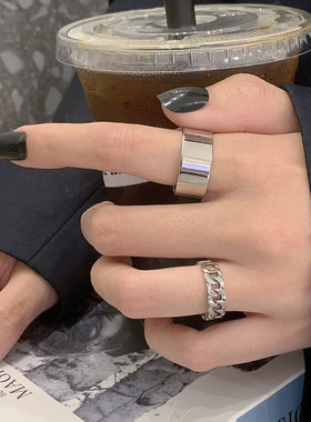 闭眼入基础款~戒指女时尚个性复古链条光面M食指戒男开口简约百搭