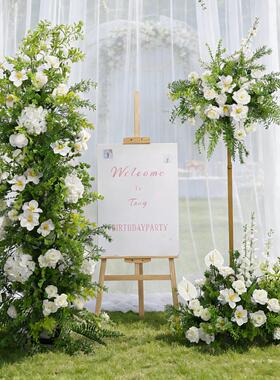 森系套装拱门花柱仿真花成品花订婚要背景布置绿色仿真花场景布置