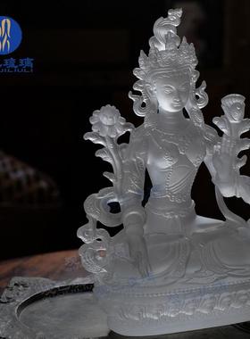 琉璃白度母家居家用客厅摆件工艺品佛堂供奉贴金装饰寺院佛像