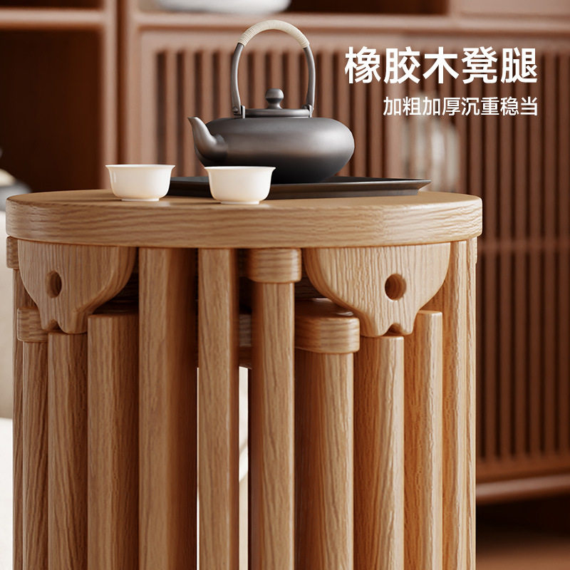 实木凳子可叠放圆凳新中式茶几滑轮椅子家用叠叠乐会客餐桌板凳,淘宝优惠券,粉丝福利购,淘宝优惠卷