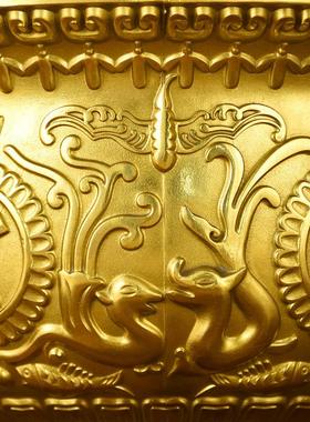 纯黄铜聚宝盆摆件五福双龙客厅店铺公司装饰工艺开 业乔迁礼品玄