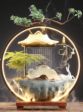 招财流水摆件茶几循环水客厅生财创意家居装饰办公室桌面开 业礼