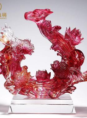 琉璃鱼装饰品金玉满堂大摆件玄关客厅家居工艺品搬家轻奢高档礼物