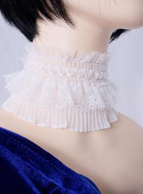 蕾丝夏天薄款假领子丝巾围脖遮疤护颈脖套弹力领圈花边假衣领女款