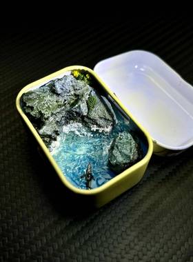 原创纯手工南沙群岛手工微缩景观模型迷你铁盒手办摆件扩香器