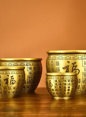 纯黄铜缸故宫缸聚宝盆百福米缸客厅家居摆饰店铺公司开业工艺礼品